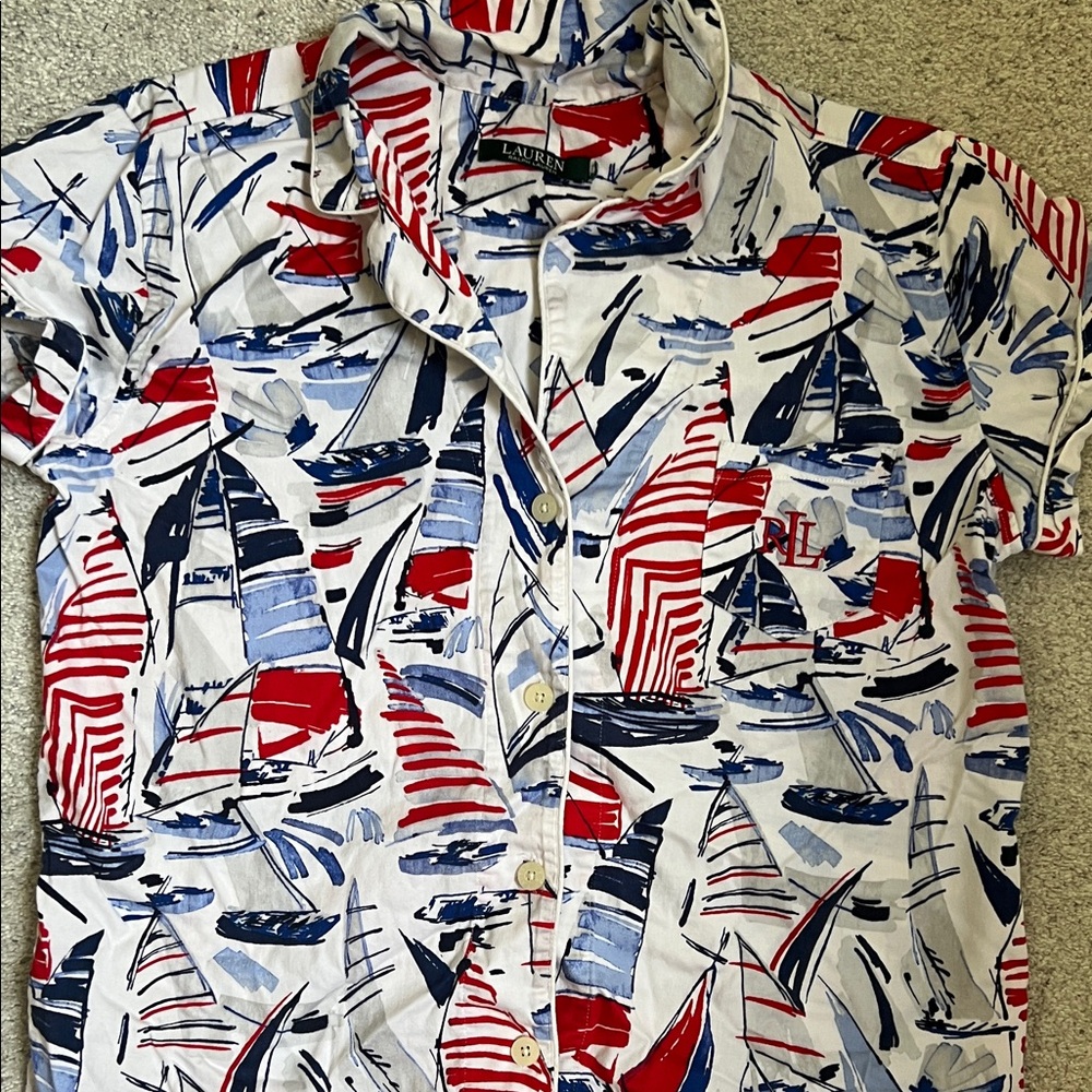 Ralph Lauren Nautical Womens Pajama Set - Red, Blue, White - Picture 3 of 4